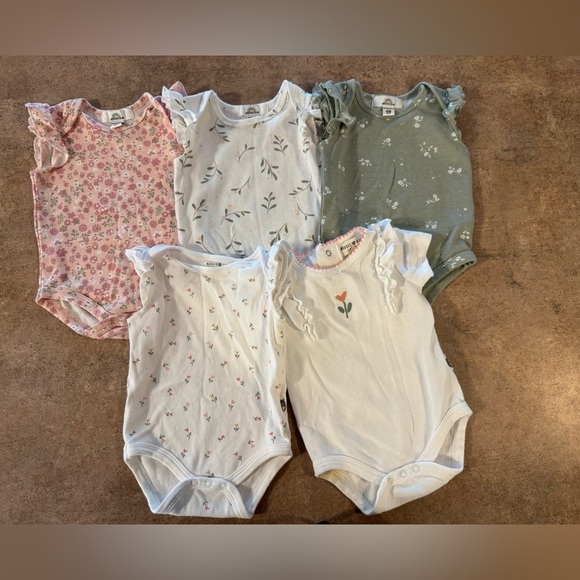 5 PACK! Pink and White Bodysuits Soft Cotton One Pieces - Picture 1 of 16